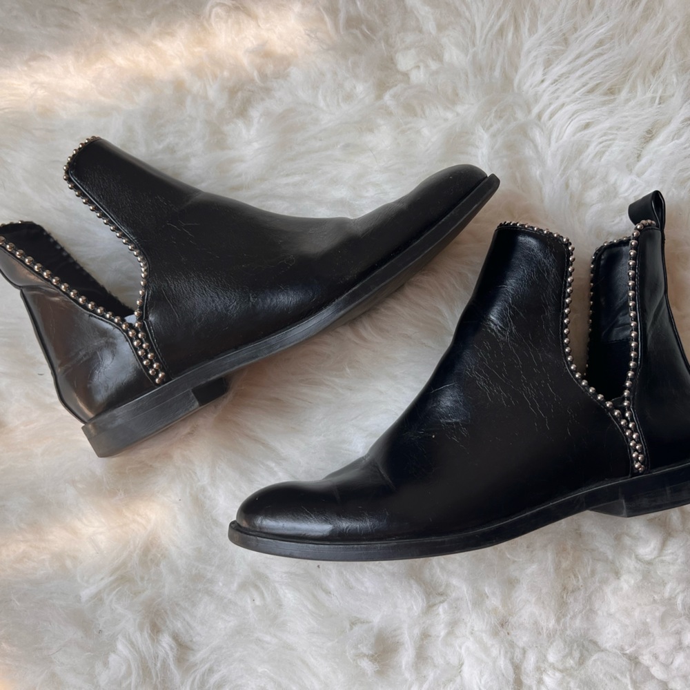 Zara Black Ankle Boots with Silver Studs